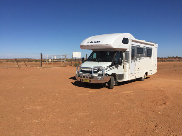 avida motorhome in a remote area of australia